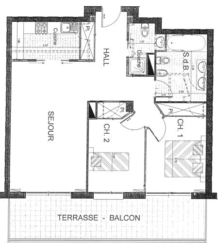 Большая 3-комнатная терраса в Трокадеро